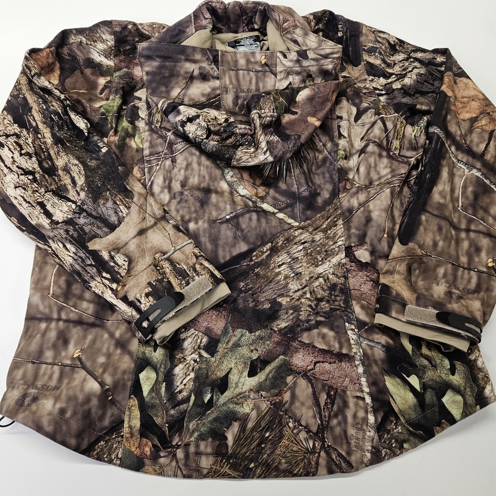 Womens Cabelas Large Mossy Oak Camo Hooded Full Zip Pink Accents Scent Factor - Picture 11 of 11